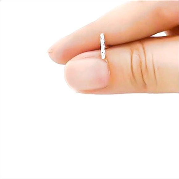 tiny twisted bar stick stud post earrings 925 sterling silver rose/gold filled - Picture 5 of 10